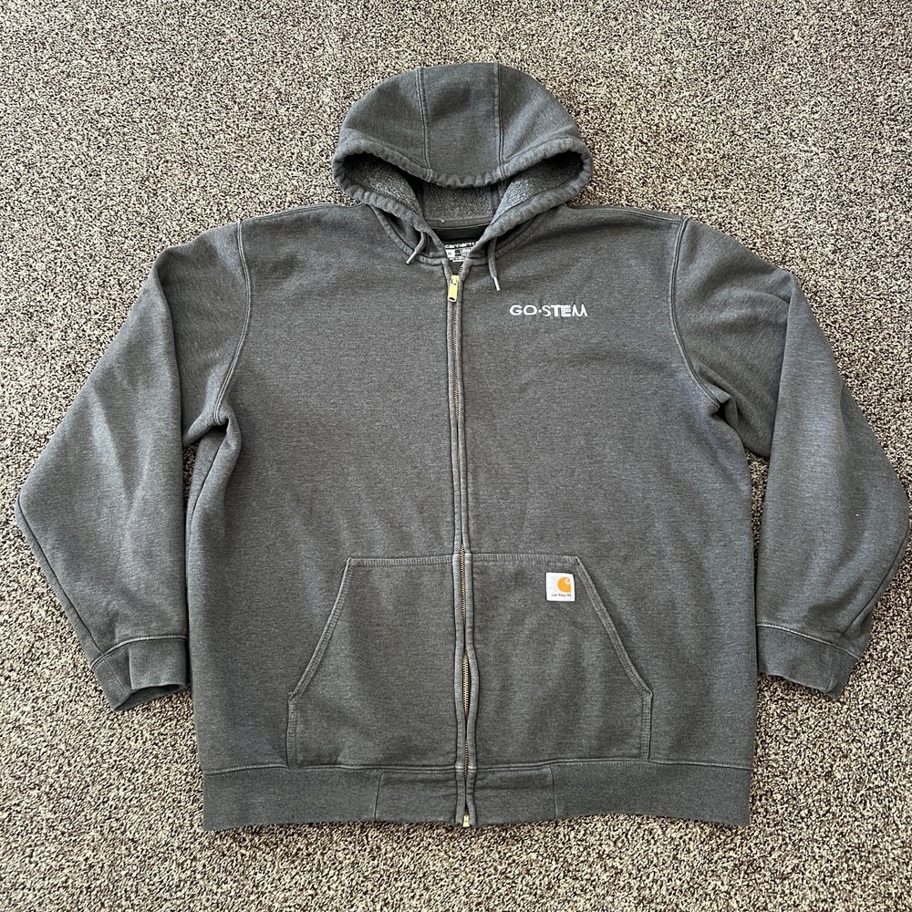 Carhartt Hoodie Men's XL Loose Fit Gray Fleece Full Zip Workwear K122 026 Pocket